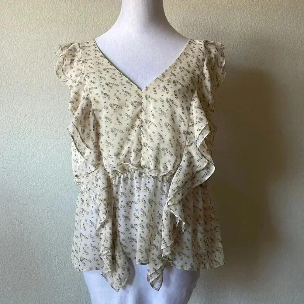 Lilly Floral Flutter‎ Chiffon Blouse size 14